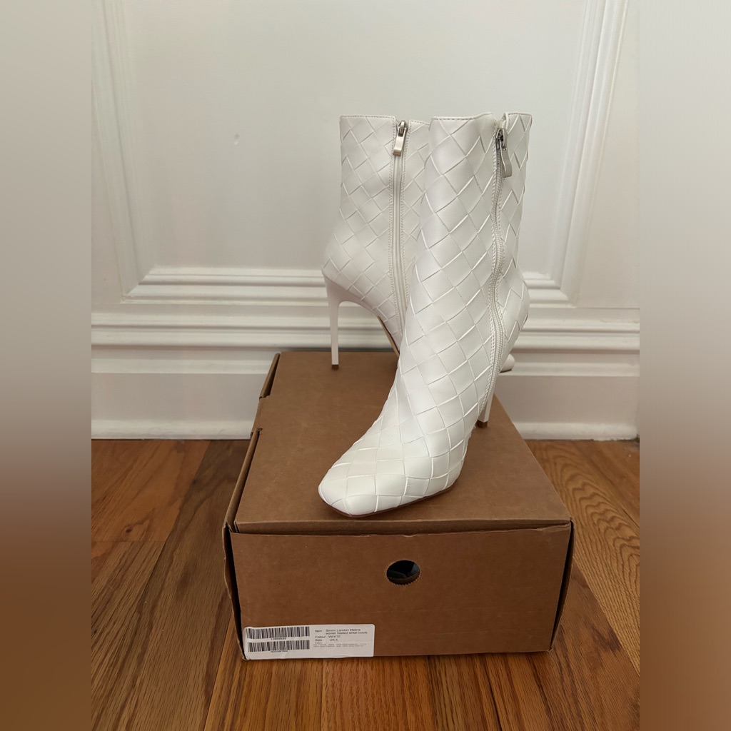 Simmi London Melina Woven Heeled Ankle Boots In White Size 7 Asos Simmi London
